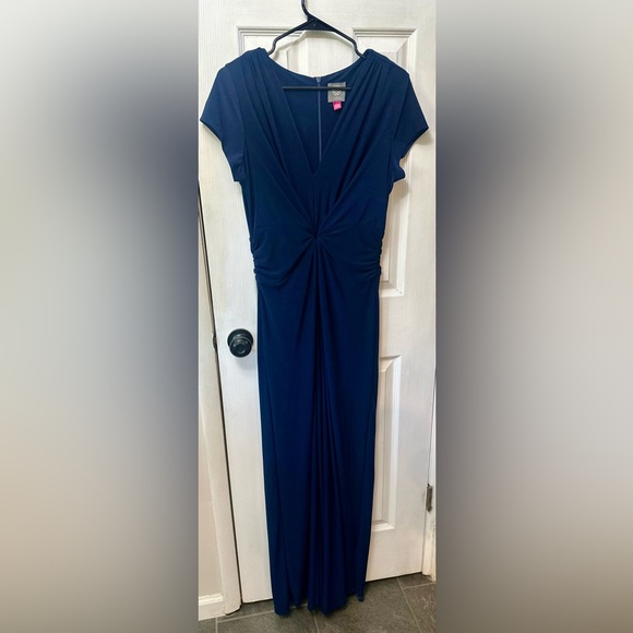 Vince Camuto Twist-Front Plunge Jumpsuit in Navy - Picture 2 of 7